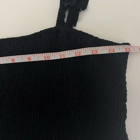 Anrabess Ladies Large Elegant Black Ruffle Strap Stretch Crop Top - Picture 8 of 10